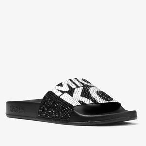 NEW Michael Kors Gilmore Slide Two-tone Crystals